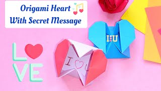 Origami Heart Box - How to make a Paper Heart Gift Box with Secret Message - easy paper craft ideas