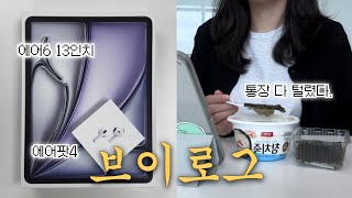 직장인 브이로그 | 아이패드에어6 13인치를 샀다. 에어팟4 노이즈캔슬링 버전도 샀다. 그렇다. 통장 다 털렸다. | 애플 언박싱 | 수원 스타필드 첫 방문