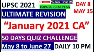 UPSC PRELIMS 2021 REVISION | 50 DAYS | DAILY QUIZ | DAY 8