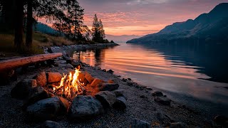 Quiet Night Fire 🔥 Lakeside Ambience for Deep Relaxation
