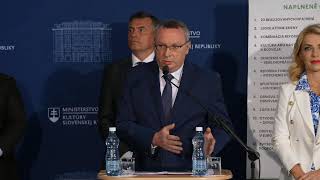 TK predsedu vlády SR R. Fica a ministerky M. Šimkovičovej po rokovaní na Ministerstve kultúry