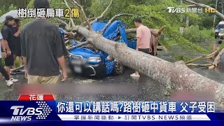 你還可以講話嗎?路樹砸中貨車 父子受困｜TVBS新聞 @TVBSNEWS02