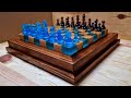 Floating Chess of Wood and Epoxy Resin with LED