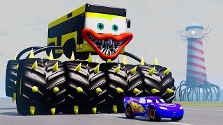 Epic escape from the Lightning McQueen Eater, McQueen Big Wheels Eater, Mater Eater |BeamNG.Drive