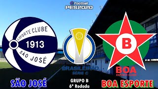 PES 2020 - São José x Boa Esporte | Brasileirão Série C 2020 | Gameplay. PS4