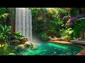 cozy backyard space with waterfall nature sounds🌻summer garden for relaxation rest u0026 stress relief