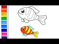 how to draw fish for kids and toddlers 🐠