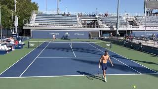 Zheng Qinwen Practice Session with Coach Pere Riba - 2022 U.S. Open (Day One)