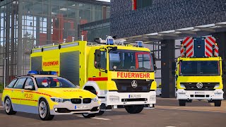 Yellow Emergency Call 112 - Potsdam Police and Fire Brigade Truck on Duty! 4K