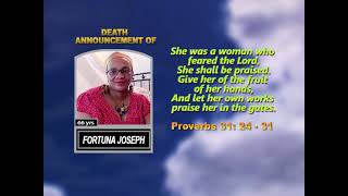 FORTUNA JOSEPH ~ Short Obituary
