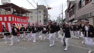 2015岸和田だんじり祭り旧市地区、第一回目試験曳き　大北町②小門貝源・やりまわし（平成27年9月6日）