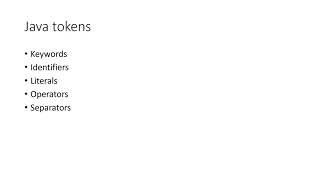 JAVA tokens and Java statements