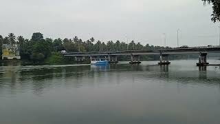 Passenger boat crossing Karuvannur/Theevra river in Thrissur