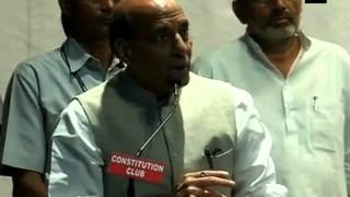 Rajnath Singh addresses farmers at Bharatiya Kisan Union meeting in Delhi