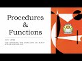 Procedure, Function & Packages Lecture 1