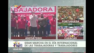 Diosdado Cabello y Tareck El Aissami en la marcha del Día del Trabajador, 1 mayo 2022