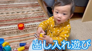 【生後11ヶ月】出し入れ遊びが楽しくて思わず声が出ちゃったよ！