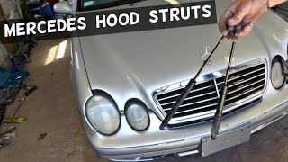 MERCEDES HOOD STRUT SHOCK SUPPORT REMOVAL REPLACEMENT