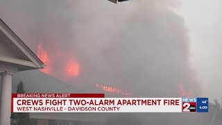 Crews fight 2-alarm apartment fire in West Nashville