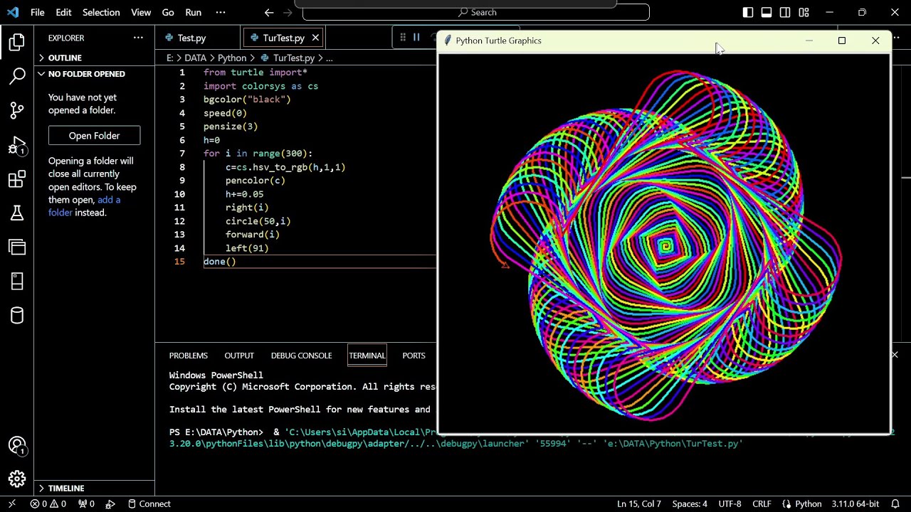 Python Turtle Graphics Animation Colored Turtle Youtube