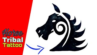 How to draw a Tribal Horse Tattoo easy Drawing