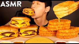 ASMR MUKBANG TRIPLE CHEESEBURGERS & CHEESY HASH BROWNS (No Talking) EATING SOUNDS | Zach Choi ASMR