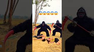 2 Gorilla Monster Attacks Young Girl