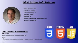 Create this Github Profile Explorer using HTML CSS and JavaScript | JS Projects | CodeWithAlpha