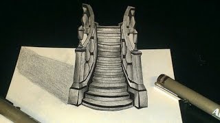 3d Trick Art , Speed Drawing 3d staircase