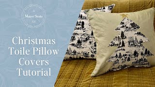 DIY Christmas Toile Pillow Covers | Stenciling, Fabric Dyeing & Gold Leaf Techniques