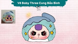 Vẽ Baby Three 12 cung- Baby Three cung Bảo Bình - Hd Vẽ Baby Three 12 cung hoàng đạo