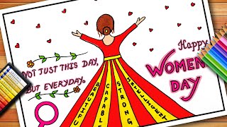 International Womens Day Drawing | International Women's Day Poster  |  Easy Women's Day Drawing