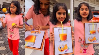 #Tiyakutty വരച്ച #OrangeJuice🧃 Straw ഉപയോഗിച്ച് വലിച്ചു കുടിക്കും വിചാരിച്ചില്ല #Magic #Shocked😲