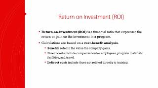 Training \u0026 Development - Lecture 7 - Training Outcomes - Return on Investment