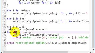 Assignment Problem dengan Python PuLP 03 Solving Model
