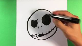 How to Draw Jack Skellington from nightmare before X-mas - Halloween - Easy Pictures to Draw