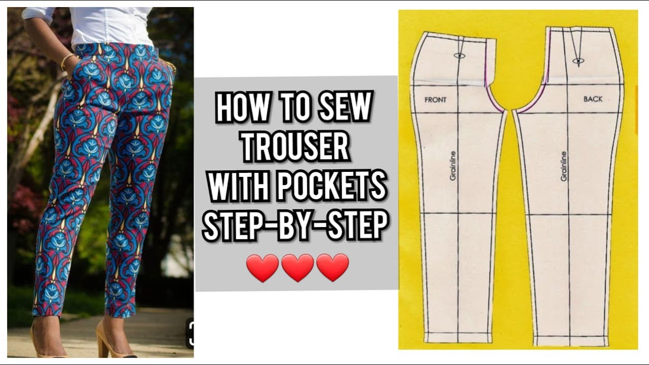 HOW TO CUT AND SEW A FEMALE TROUSER WITH POCKETS | PANT TUTORIAL | DIY ...