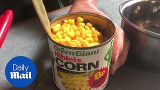 Foodbank gets a 50-year-old 'metal-smelling' tin of sweetcorn - Daily Mail