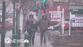 Snow falls in Flagstaff