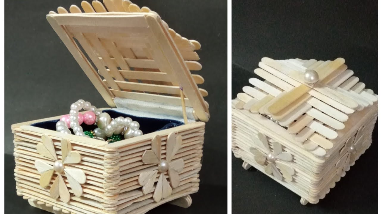 Popsicle Stick Crafts | Ice Cream Stick Jewelry Box | Gift Box ...