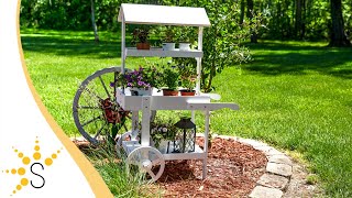 Sunnydaze Country Market Flower Cart Display Stand - 49.25” H - White-IEO-8264