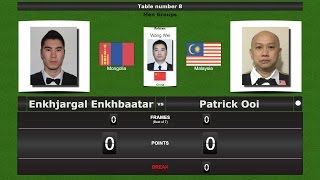 Snooker Men Groups : Enkhjargal Enkhbaatar vs Patrick Ooi