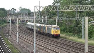 Railfreight 56081, GBRf 73201 and 73141 hauling South Western Railway 442420 past Headstone Lane