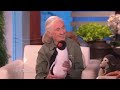 animal rights icon jane goodall visits ellen for the first time