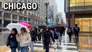 4K Rainstorm In Chicago - Heavy Rain At Times \u0026 Windy On Friday(January 31, 2025) Ambience Umbrella