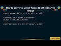 How to Convert a List of Tuples to a Dictionary in Python