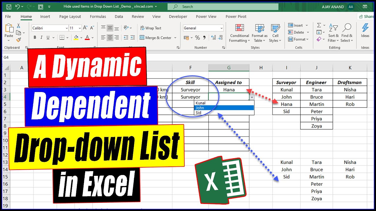 How To Create A Dynamic Dependent Drop Down List In Excel - YouTube