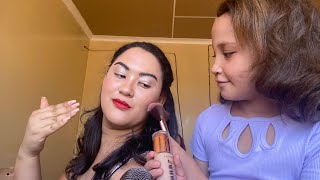 Asmr 9 year old niece does my makeup and hair/ Hair Play // Asmr Makeup