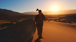 Hiking in sand dunes in Death Valley California USA