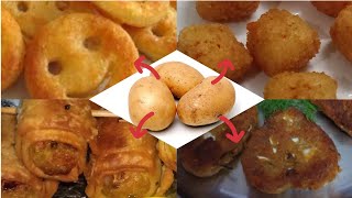 உருளைக்கிழங்கு வைச்சு நான்கு விதமான ஸ்னாக்ஸ் | four types of easy Potato snacks recipe